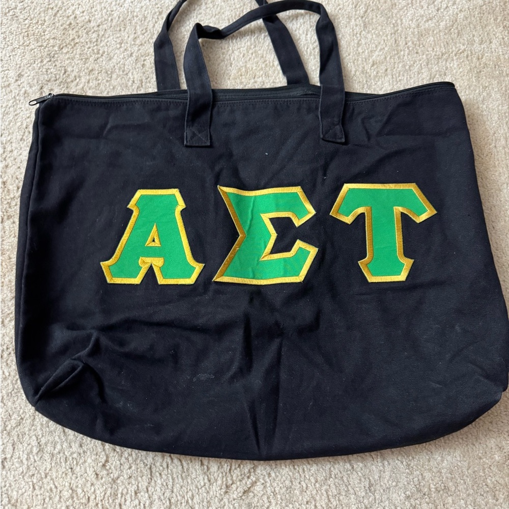 Alpha Sigma Tau zippered tote bag